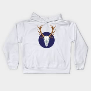 Deer's Skull over blue moon Kids Hoodie